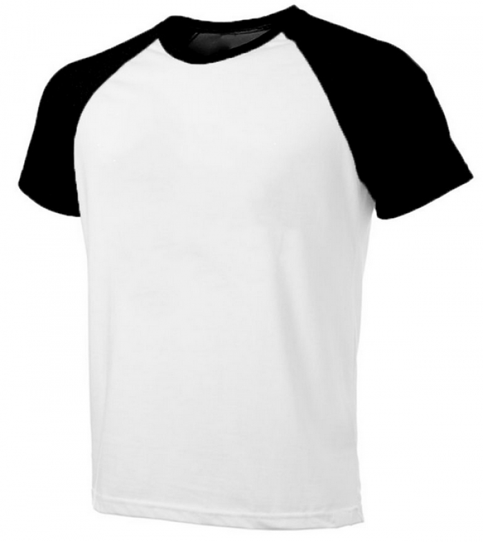 Camiseta Raglan branco com manga preta para Sublimação