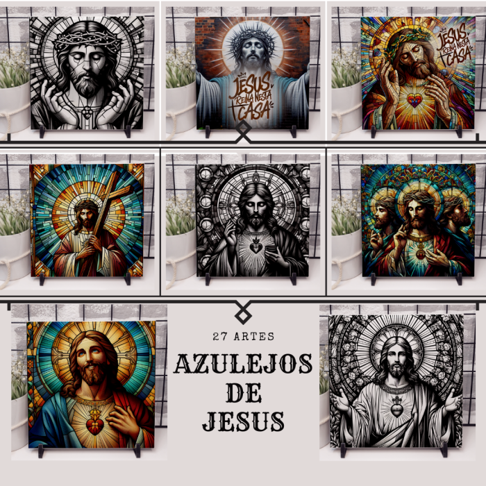 Pack 27 Artes de Azulejo Religioso Jesus PNG | Loja SANDALMAQ
