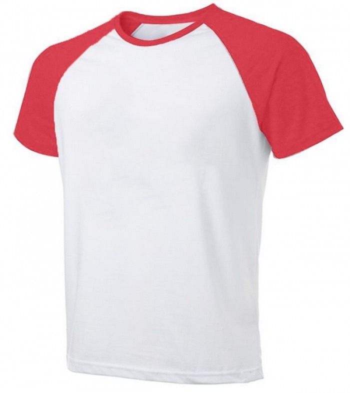 Camiseta Raglan branco com manga vermelha para Sublimação | Loja SANDALMAQ