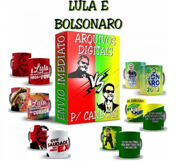 Pack de Arquivos Digitais para Sublimação em Canecas Lula e Bolsonaro | Loja SANDALMAQ