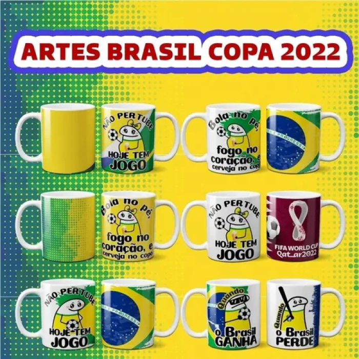 Pack 50 Estampas de Artes para Canecas do Flork Torcedor do Brasil da Copa