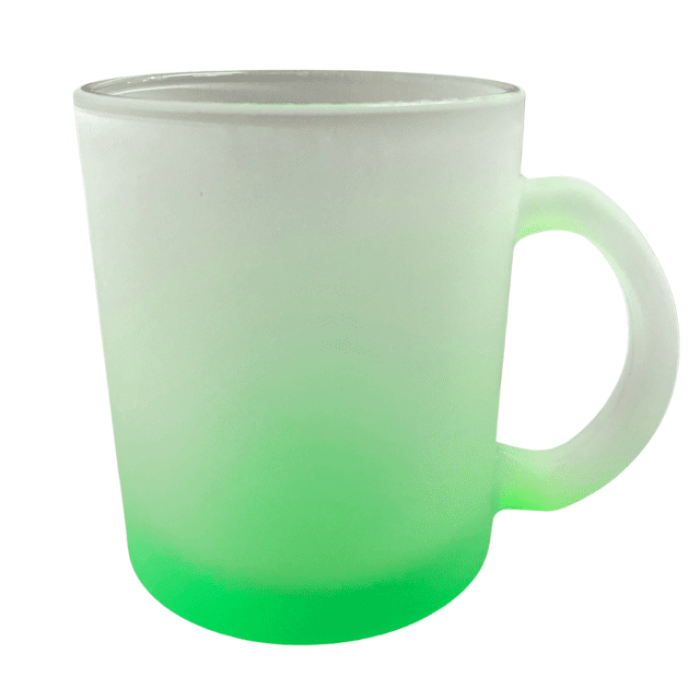 caneca de vidro jateada verde  | Loja SANDALMAQ