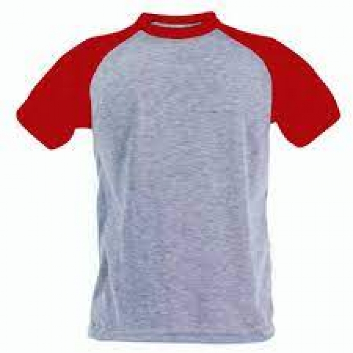 Camiseta Raglan cinza com manga vermelha para Sublimação