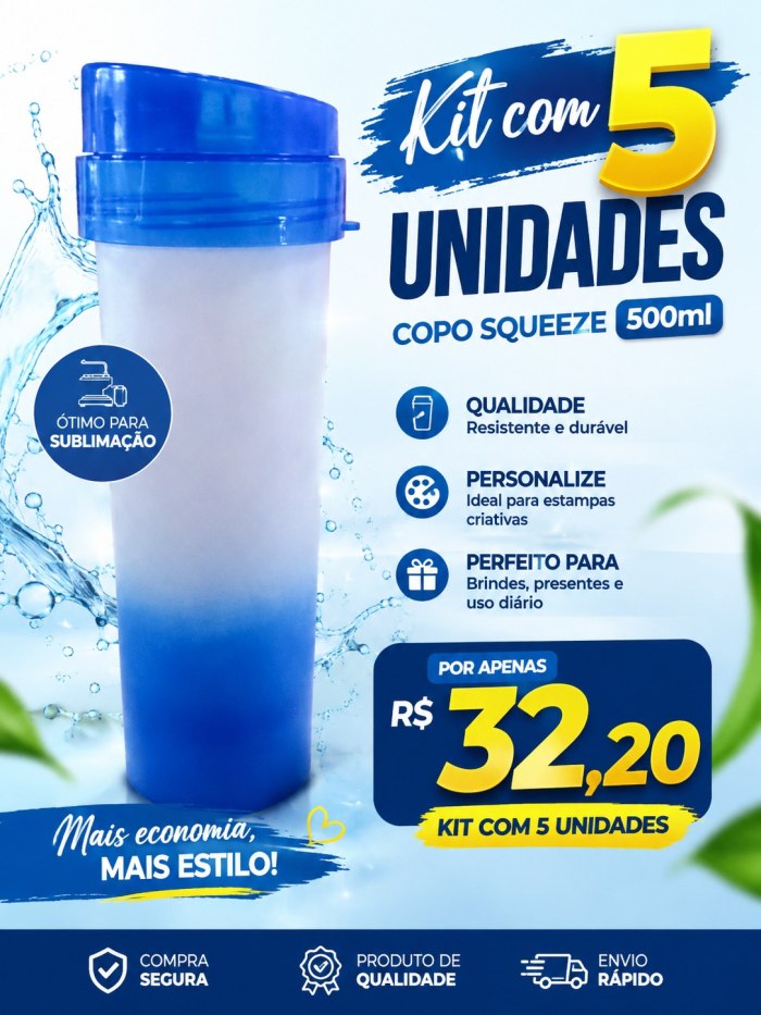 kit com 5 unidades garrafa aquabio | Loja SANDALMAQ